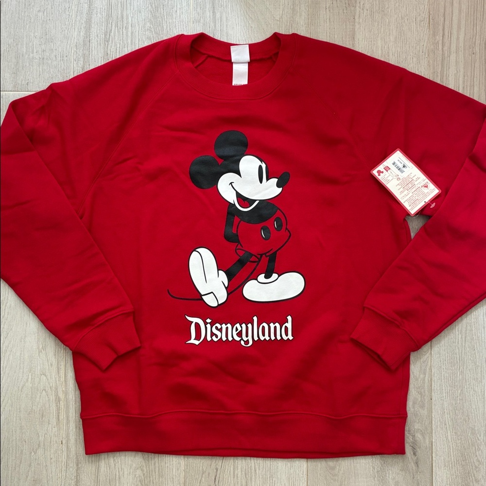 NWT Disney Red Crewneck Sweater with Mickey Mouse Disneyland L or XL